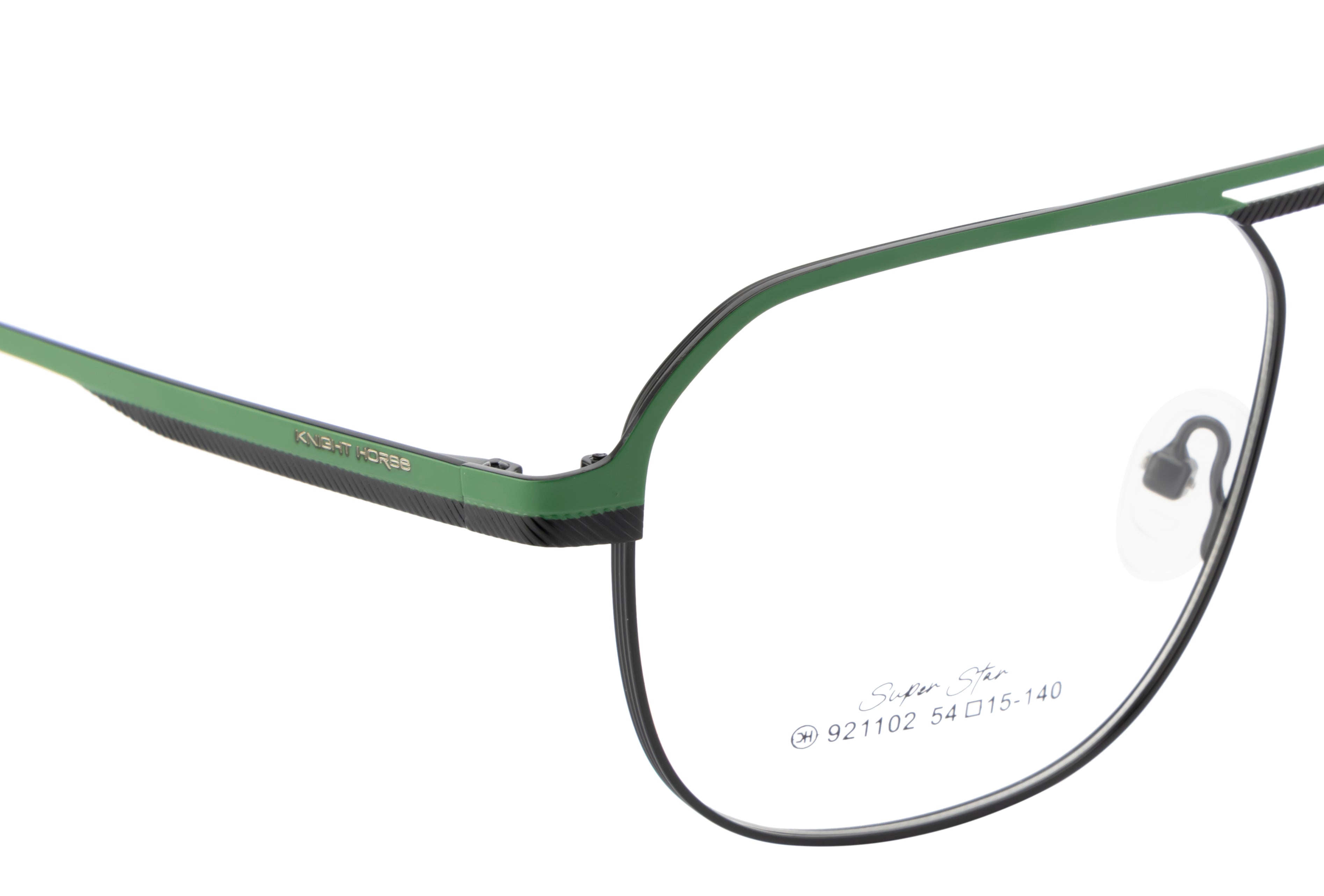 Stylish Metal Eyewear Frames | Green & Black Color | Full Rim | Double Bar