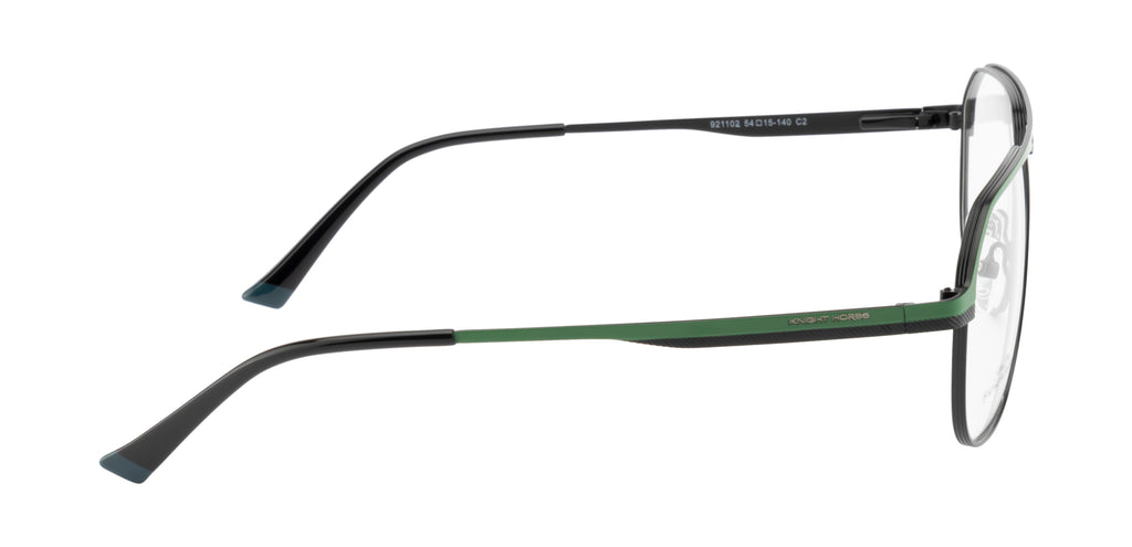 Stylish Metal Eyewear Frames | Green & Black Color | Full Rim | Double Bar