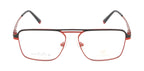 Stylish Double Bar Metal Eyewear Frame In Red & Black Color