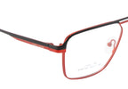 Stylish Double Bar Metal Eyewear Frame In Red & Black Color