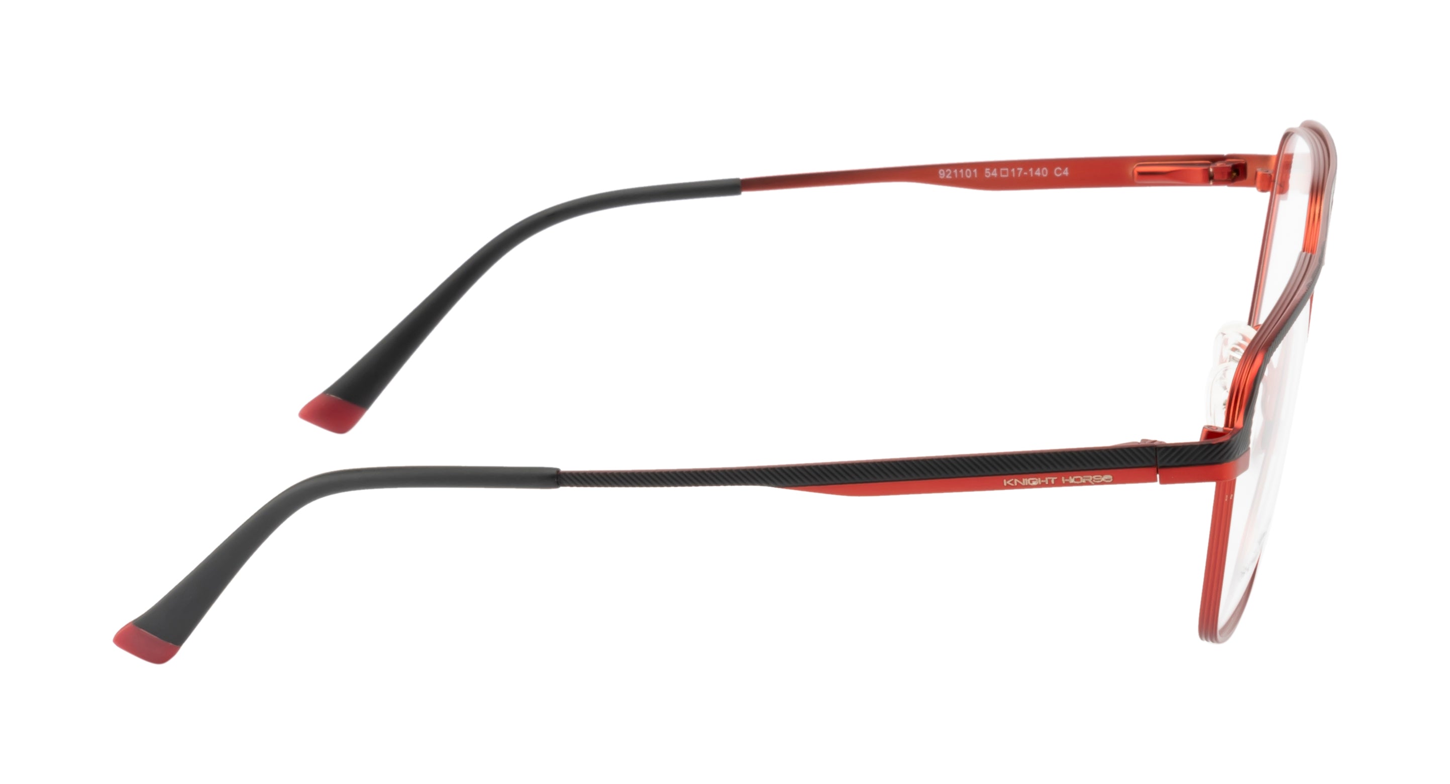 Stylish Double Bar Metal Eyewear Frame In Red & Black Color