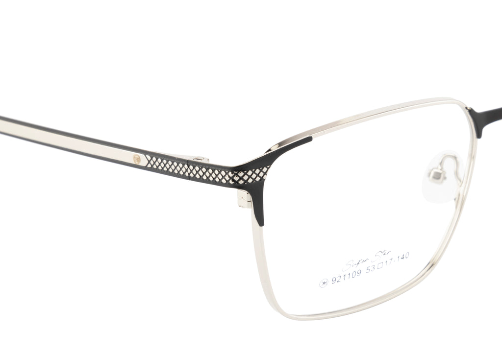 Stylish Metal Eyewear Frame In Silver & Black Color