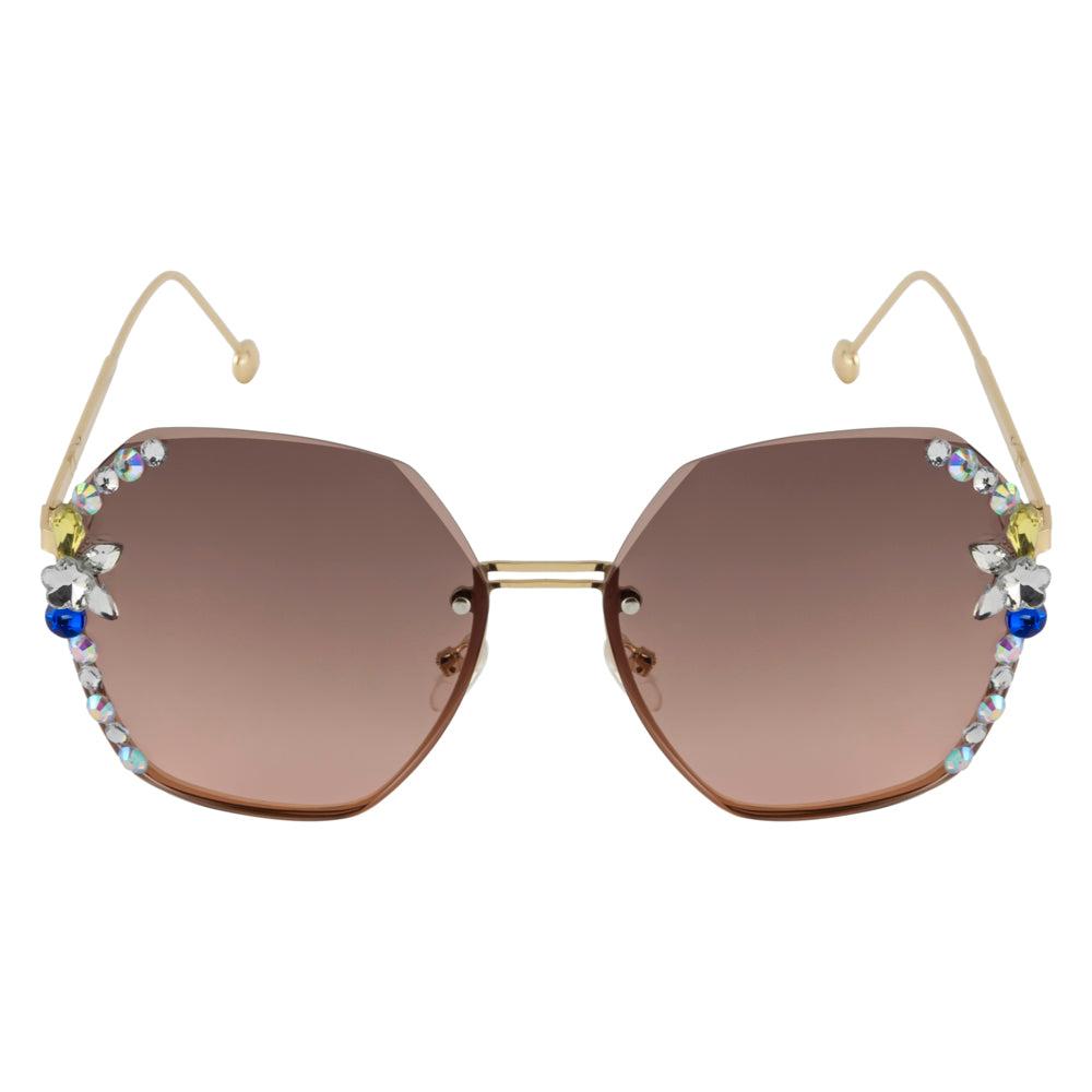 Crystal Edge Brown Sunglasses