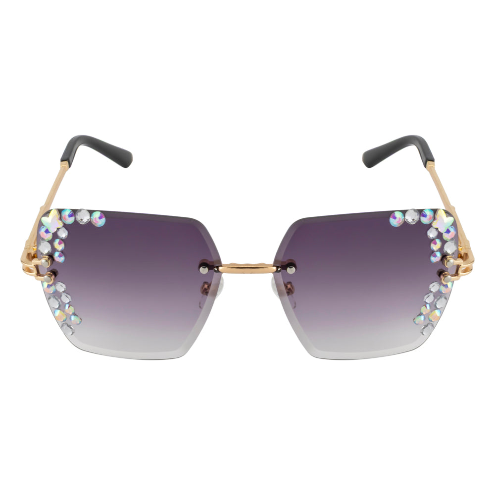 Purple Square Crystal Sunglasses