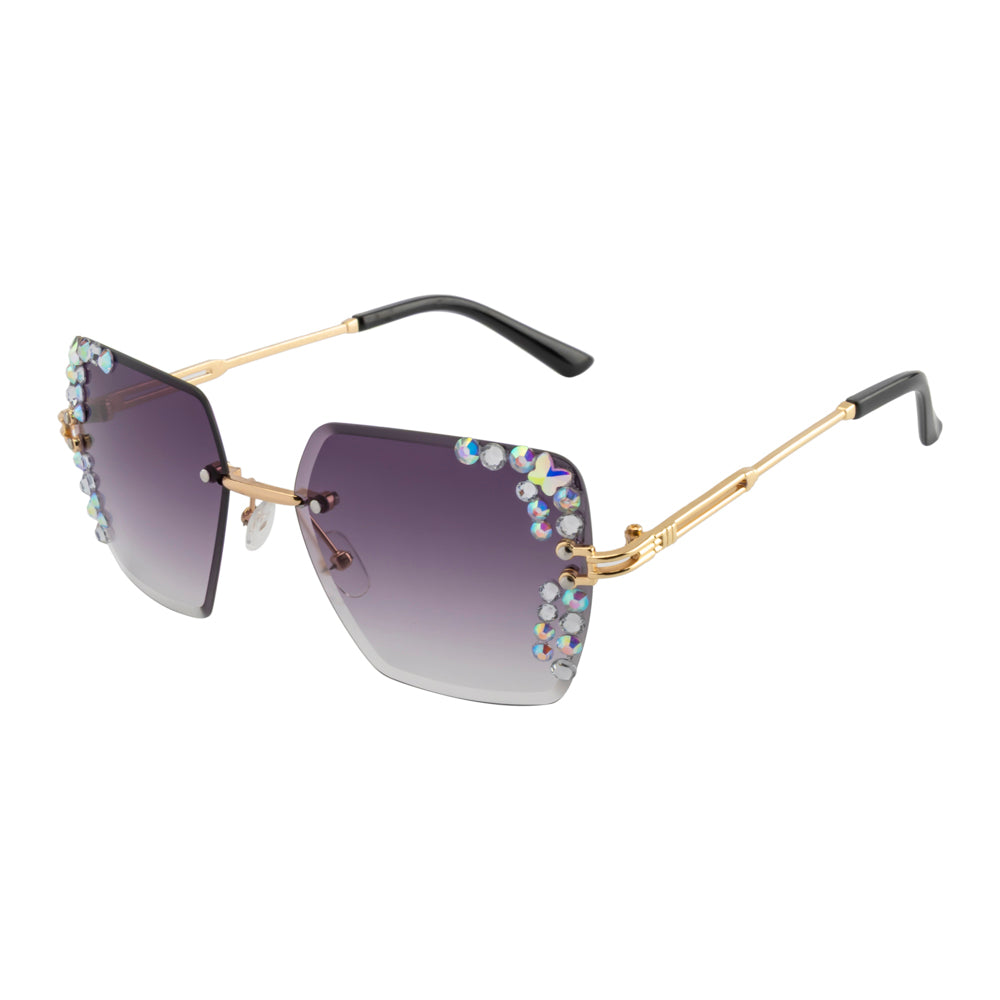 Purple Square Crystal Sunglasses