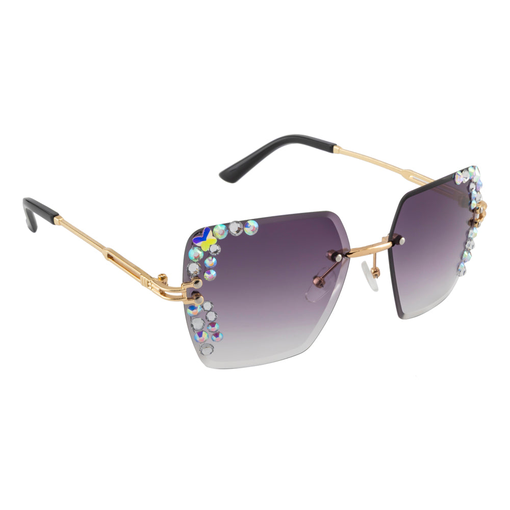 Purple Square Crystal Sunglasses