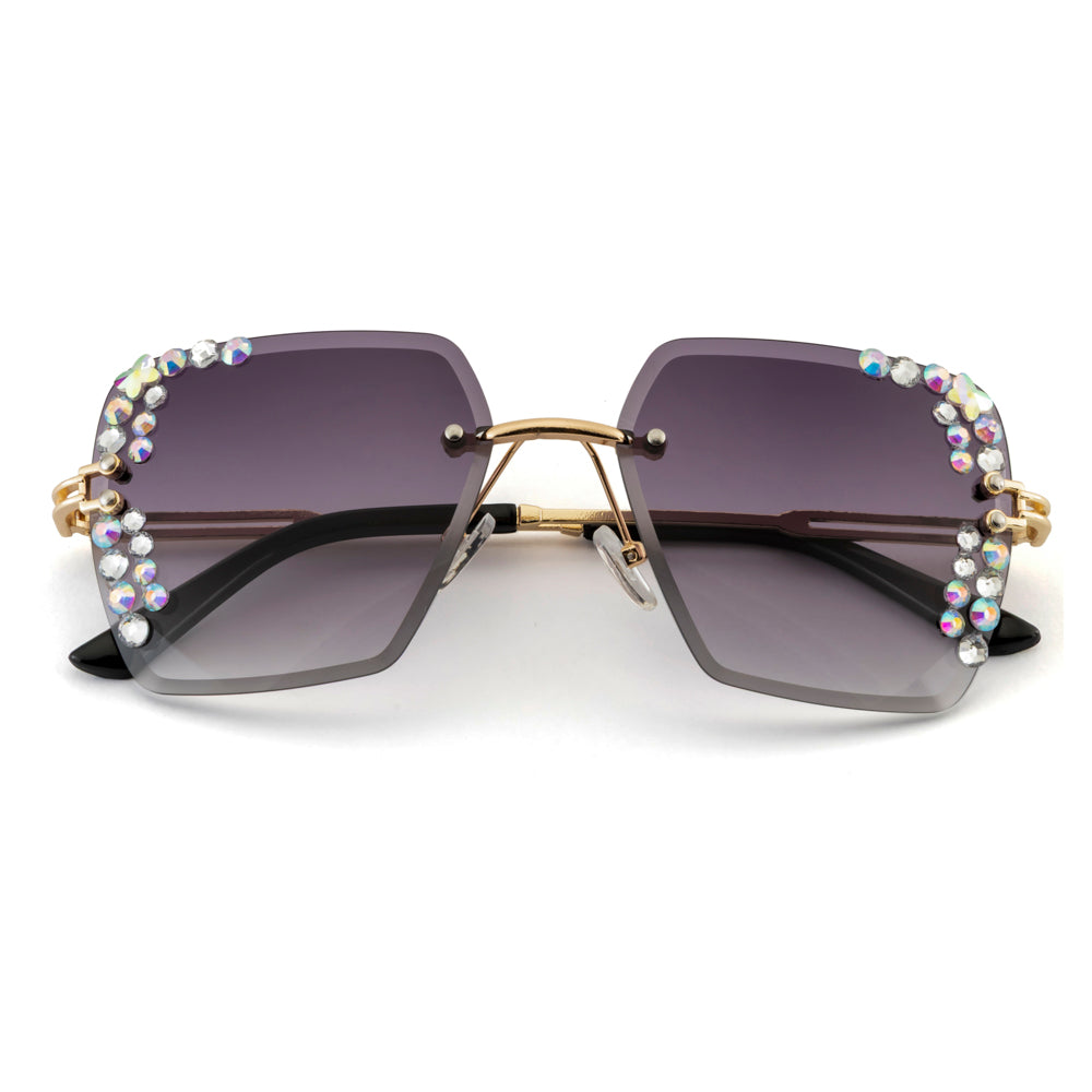 Purple Square Crystal Sunglasses