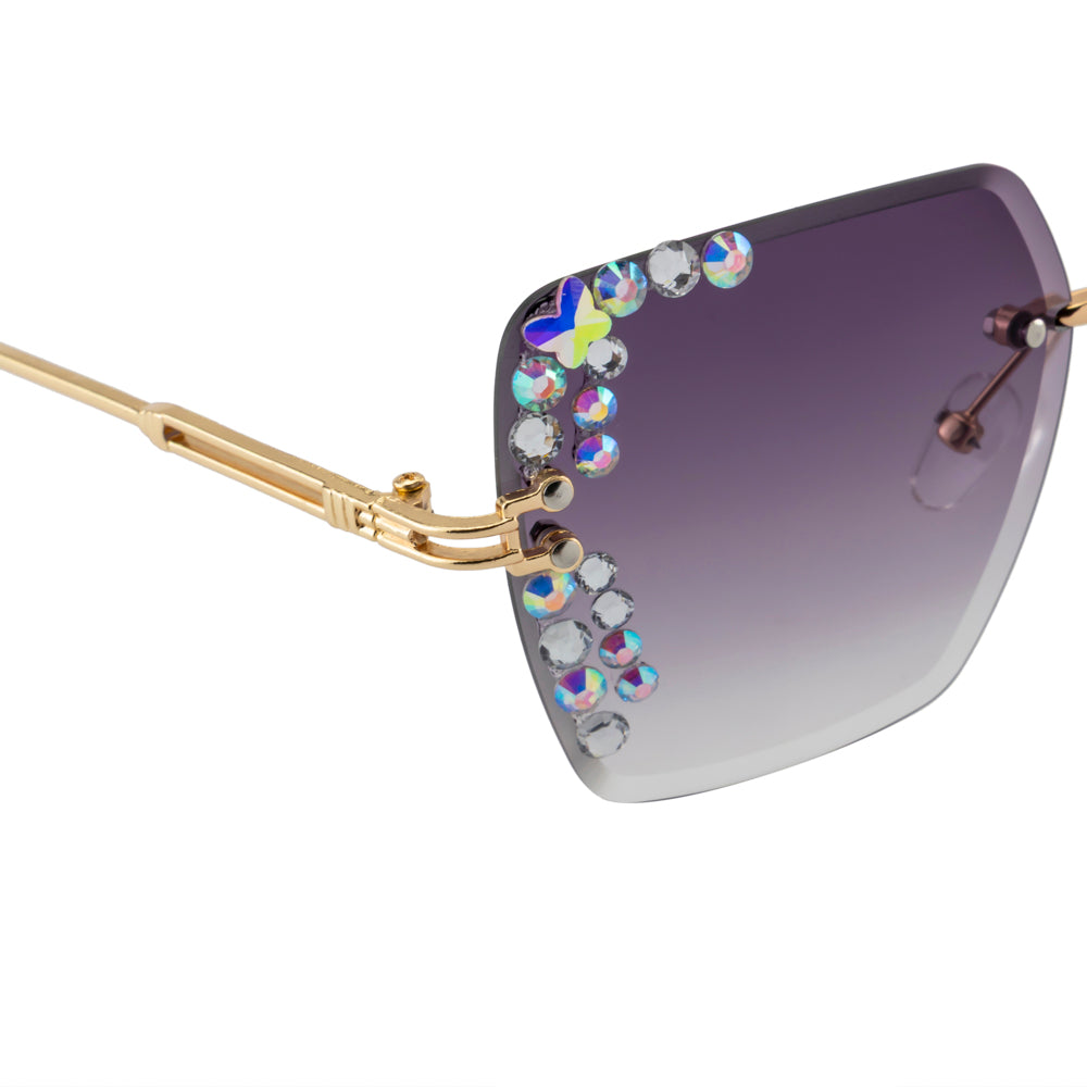Purple Square Crystal Sunglasses