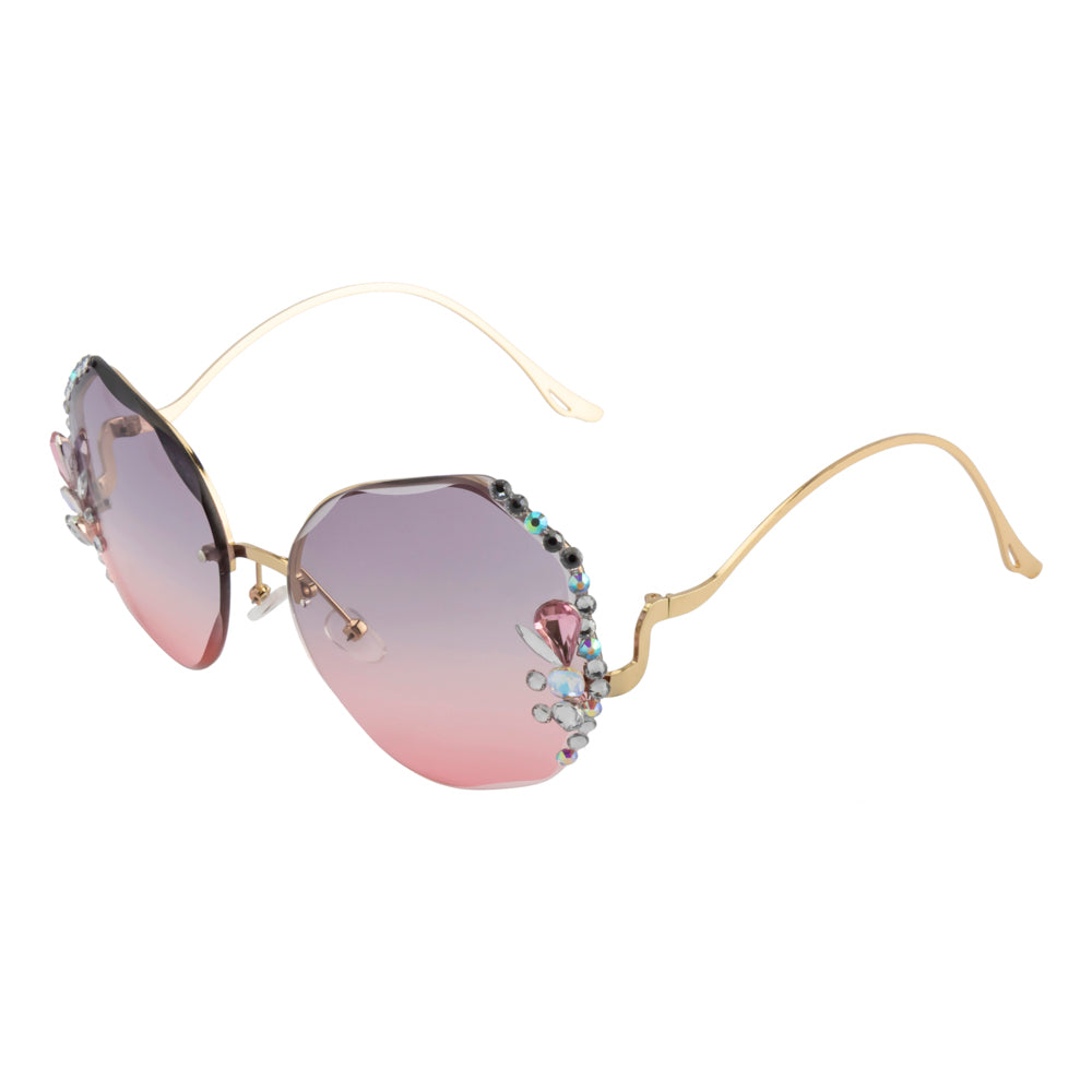 Floral Edge Rimless Sunglass