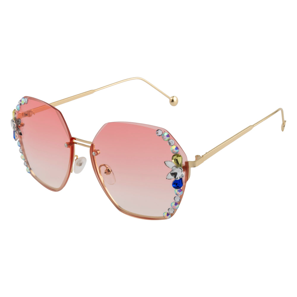 Pink Gradient Crystal Sunglasses