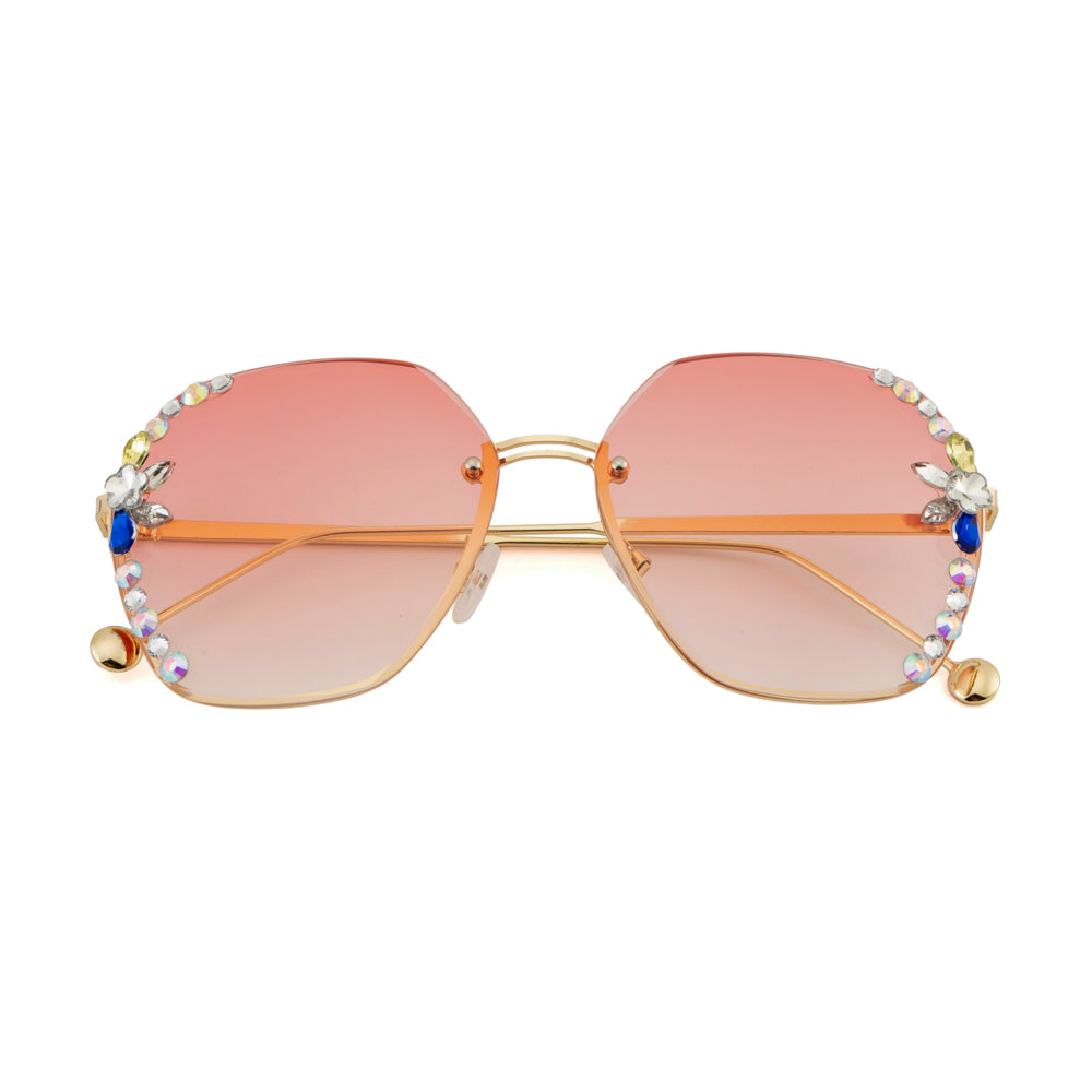 Pink Gradient Crystal Sunglasses