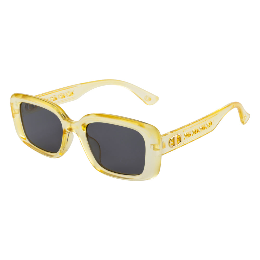 Classic Retro Square Sunglasses – Yellow Transparent Frame