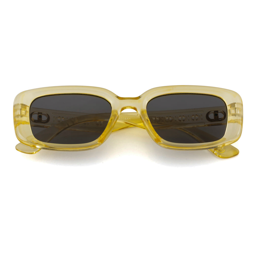 Classic Retro Square Sunglasses – Yellow Transparent Frame