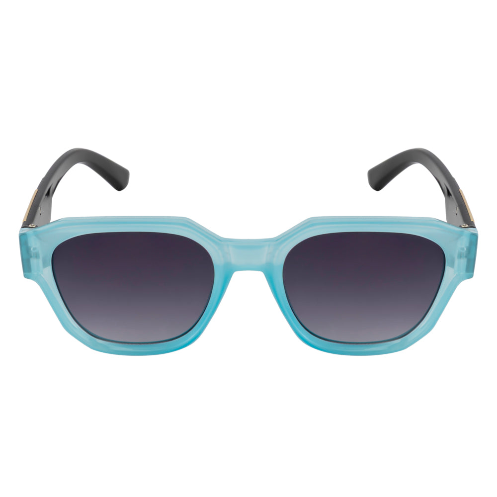 Unisex Transparent Aqua Square Sunglasses with Gradient Smoke Lenses