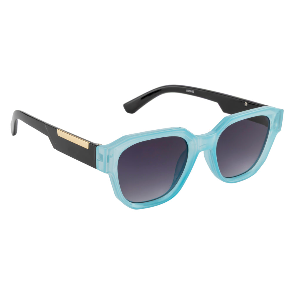 Unisex Transparent Aqua Square Sunglasses with Gradient Smoke Lenses