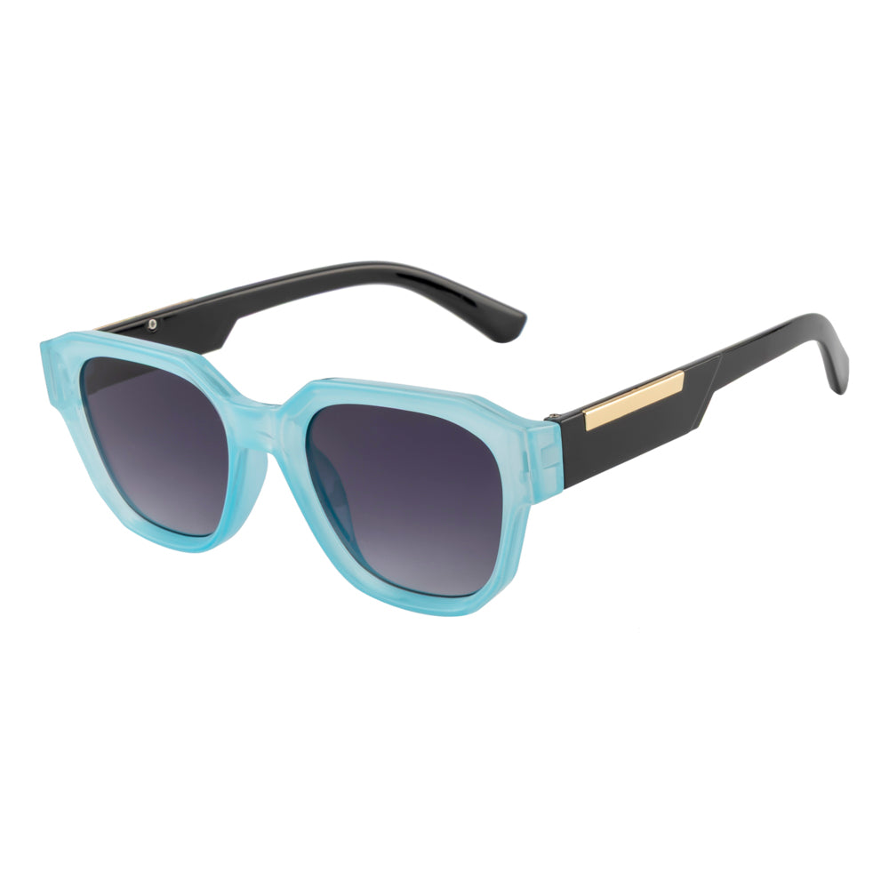 Unisex Transparent Aqua Square Sunglasses with Gradient Smoke Lenses