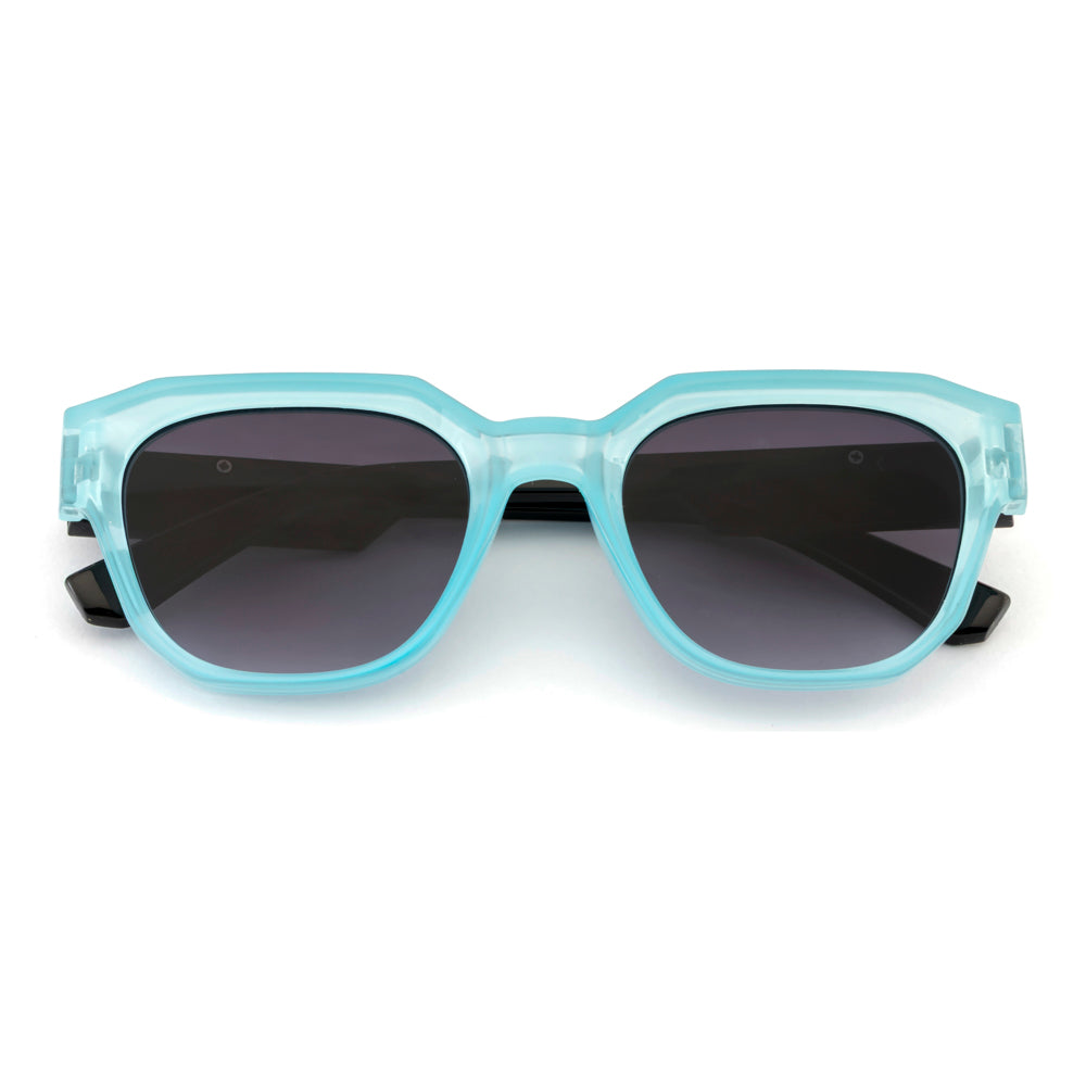 Unisex Transparent Aqua Square Sunglasses with Gradient Smoke Lenses