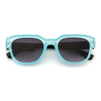 Unisex Transparent Aqua Square Sunglasses with Gradient Smoke Lenses