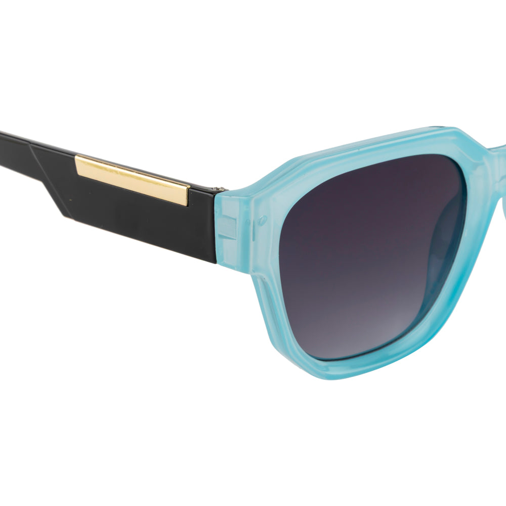 Unisex Transparent Aqua Square Sunglasses with Gradient Smoke Lenses
