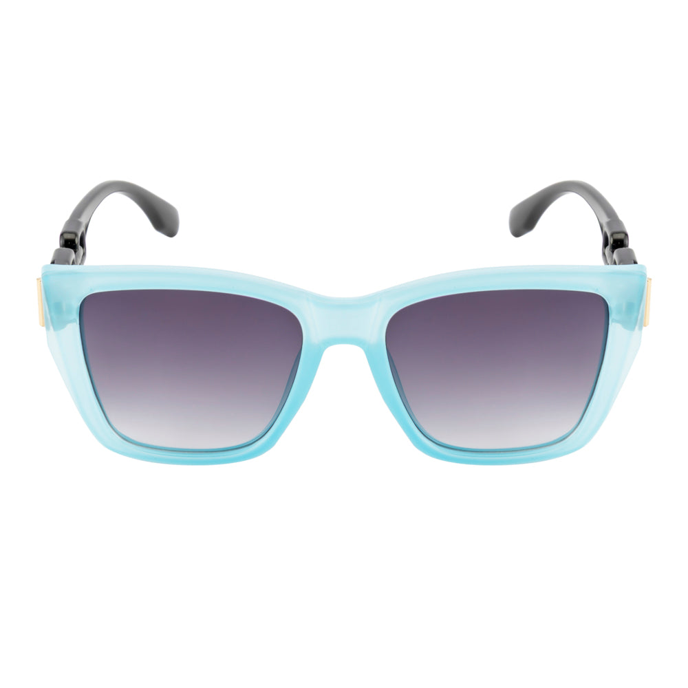 Transparent Blue Square Frame with Designer Metal Temple Detail