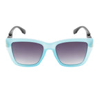Transparent Blue Square Frame with Designer Metal Temple Detail