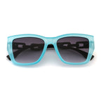 Transparent Blue Square Frame with Designer Metal Temple Detail