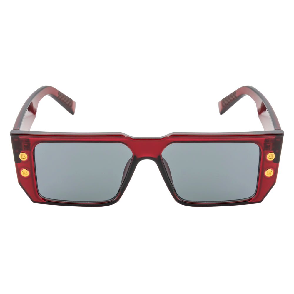 Bold Style Rectangle Sunglasses – Wine Red Frame Dark Lens