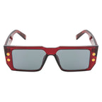 Bold Style Rectangle Sunglasses – Wine Red Frame Dark Lens