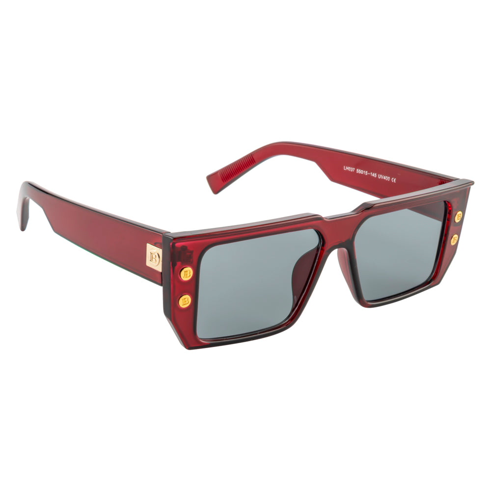 Bold Style Rectangle Sunglasses – Wine Red Frame Dark Lens