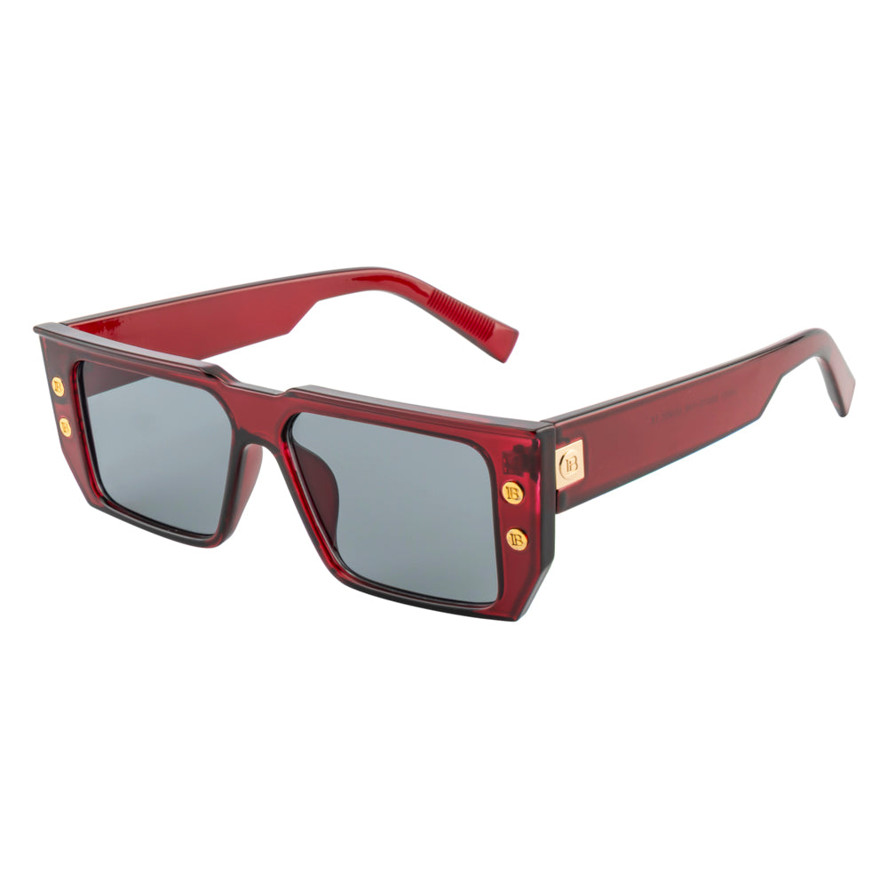 Bold Style Rectangle Sunglasses – Wine Red Frame Dark Lens