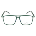 Trendy Matte Dark Green Square Glasses with Double-Bar Accents