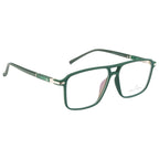 Trendy Matte Dark Green Square Glasses with Double-Bar Accents