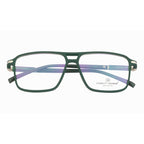 Trendy Matte Dark Green Square Glasses with Double-Bar Accents