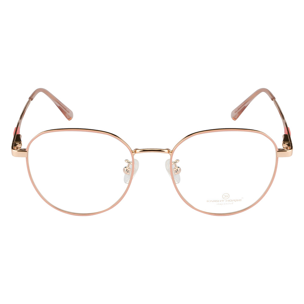 Chic Round Eyewear with Gold and Pink Accent with Flexible Spring Hinges
