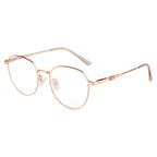 Chic Round Eyewear with Gold and Pink Accent with Flexible Spring Hinges
