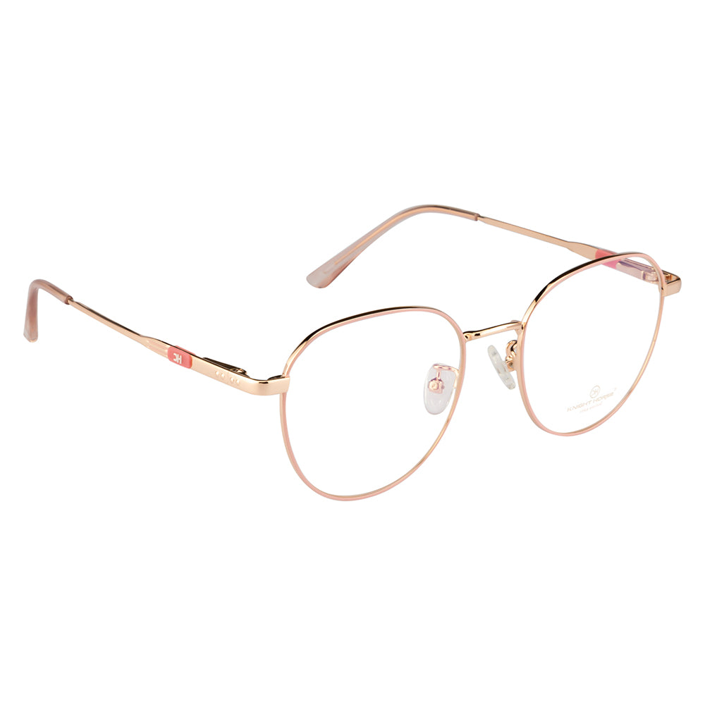 Chic Round Eyewear with Gold and Pink Accent with Flexible Spring Hinges
