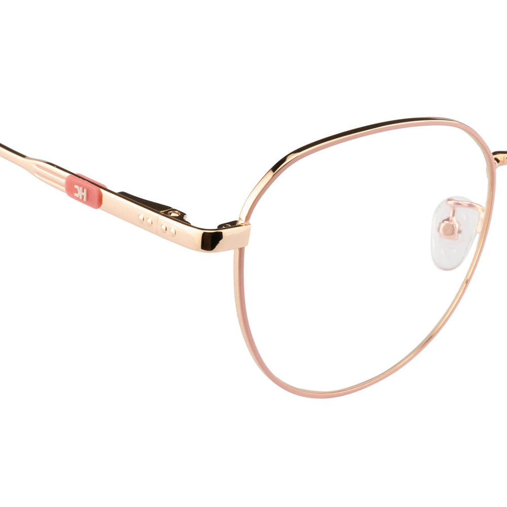 Chic Round Eyewear with Gold and Pink Accent with Flexible Spring Hinges