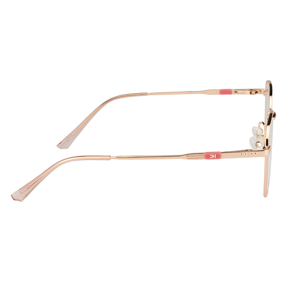 Chic Round Eyewear with Gold and Pink Accent with Flexible Spring Hinges