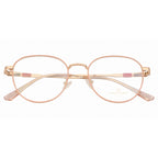 Chic Round Eyewear with Gold and Pink Accent with Flexible Spring Hinges