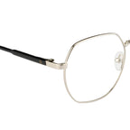 Elegant Hexagonal Glasses for Women – Silver Frame, Black Sides
