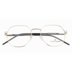 Elegant Hexagonal Glasses for Women – Silver Frame, Black Sides