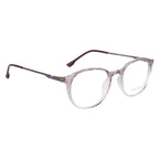Knight Horse Women's Round Eyewear Frames – Glossy Half Purple & Half Transparent |Stylish & Lightweight