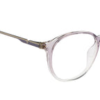 Knight Horse Women's Round Eyewear Frames – Glossy Half Purple & Half Transparent |Stylish & Lightweight