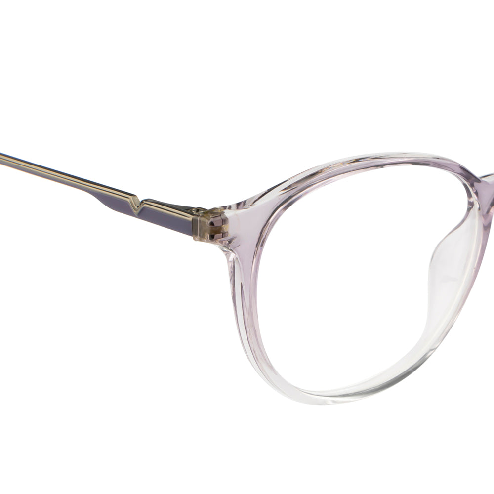 Knight Horse Women's Round Eyewear Frames – Glossy Half Purple & Half Transparent |Stylish & Lightweight