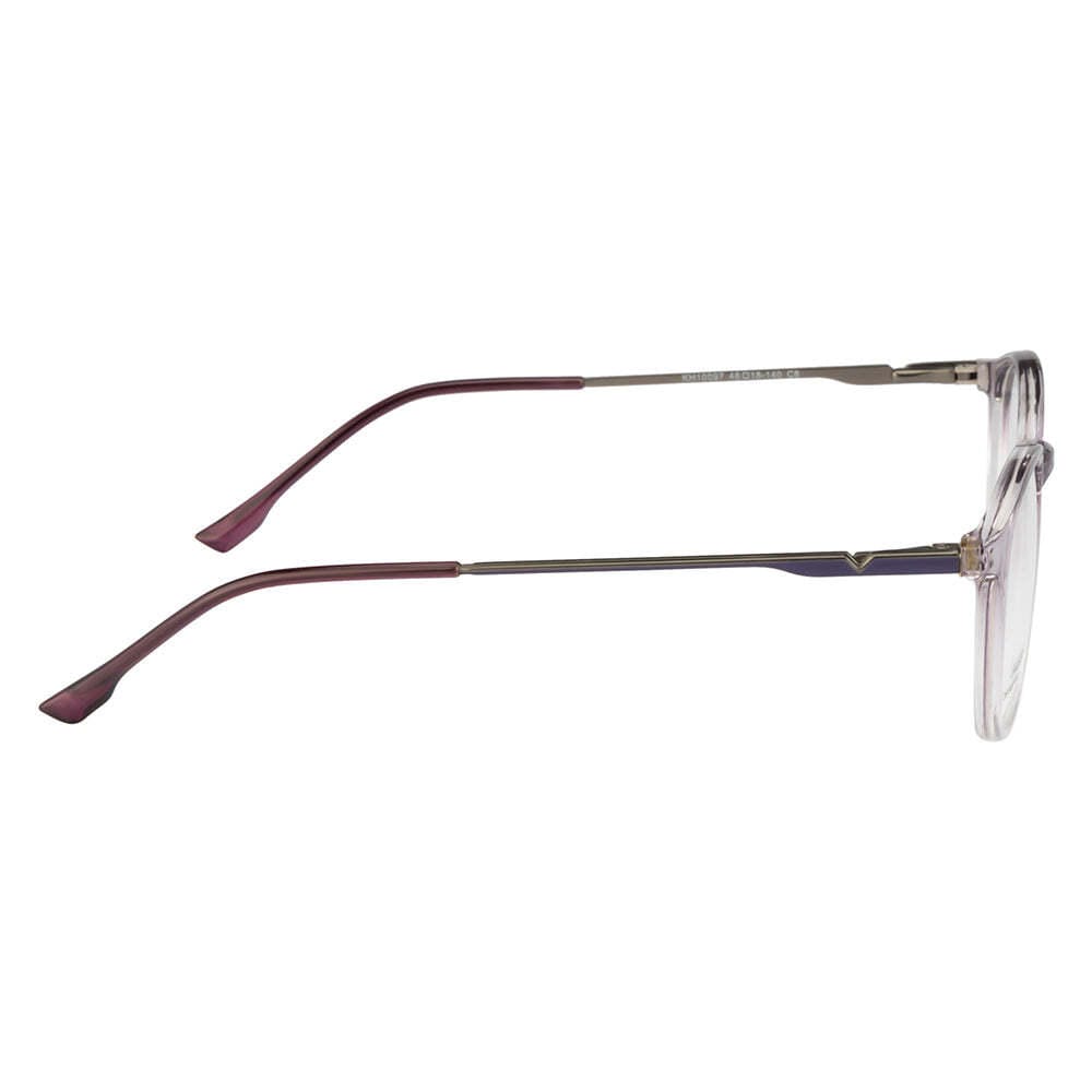 Knight Horse Women's Round Eyewear Frames – Glossy Half Purple & Half Transparent |Stylish & Lightweight