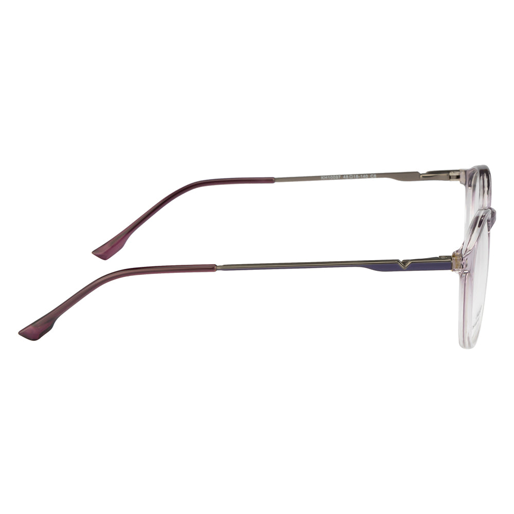 Knight Horse Women's Round Eyewear Frames – Glossy Half Purple & Half Transparent |Stylish & Lightweight