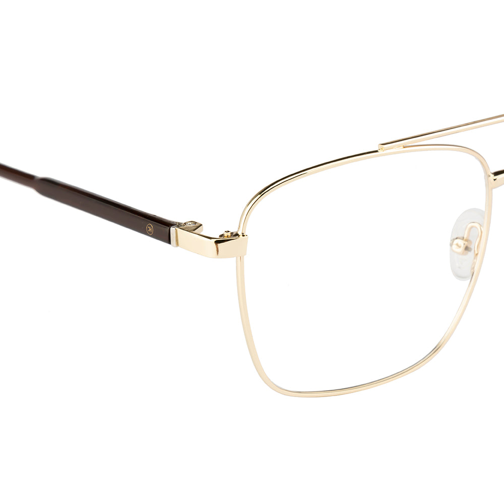 Men's Eyewear Frames – Metal | Gold Side with Brown Accents |Stylish & Durable Opticals