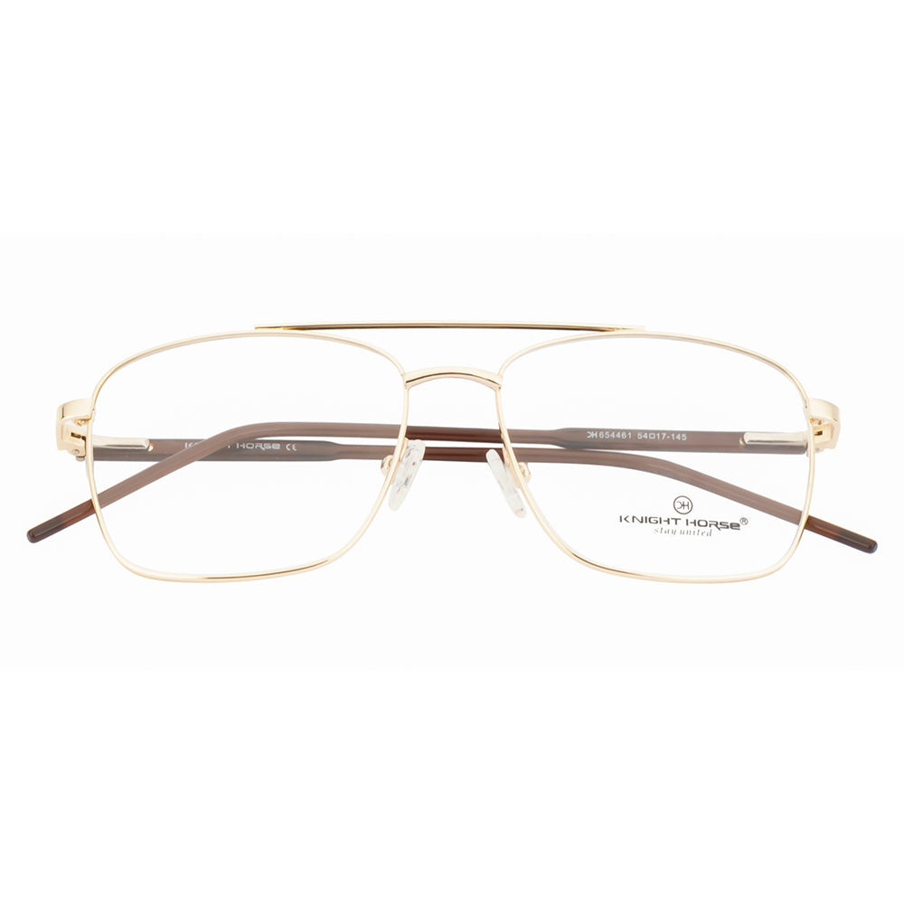 Men's Eyewear Frames – Metal | Gold Side with Brown Accents |Stylish & Durable Opticals