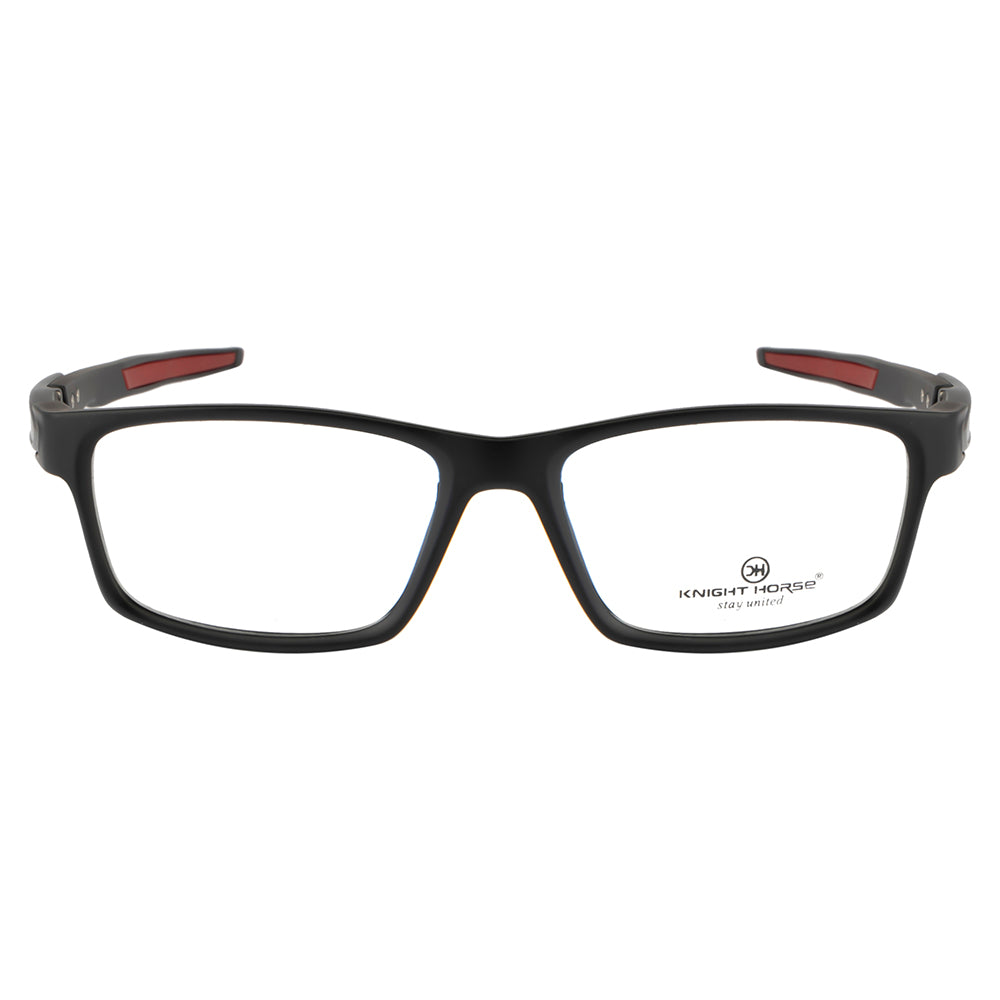 Men's Sports Eyewear Frame | Rectangle | Spring Hinges | Black & Red