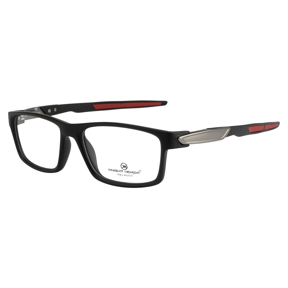 Men's Sports Eyewear Frame | Rectangle | Spring Hinges | Black & Red